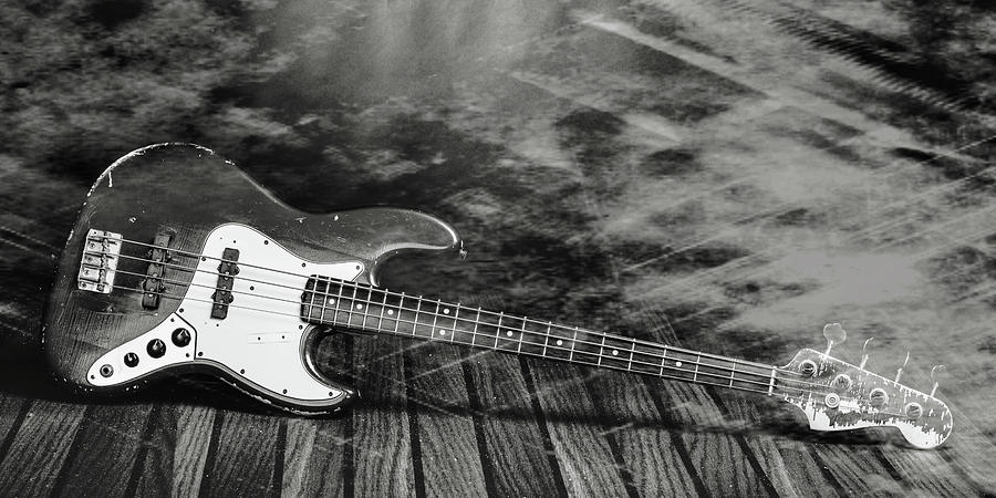 355.1834 Fender Red Jazz Bass Guitar in BW #3551834 Photograph by M K Miller
