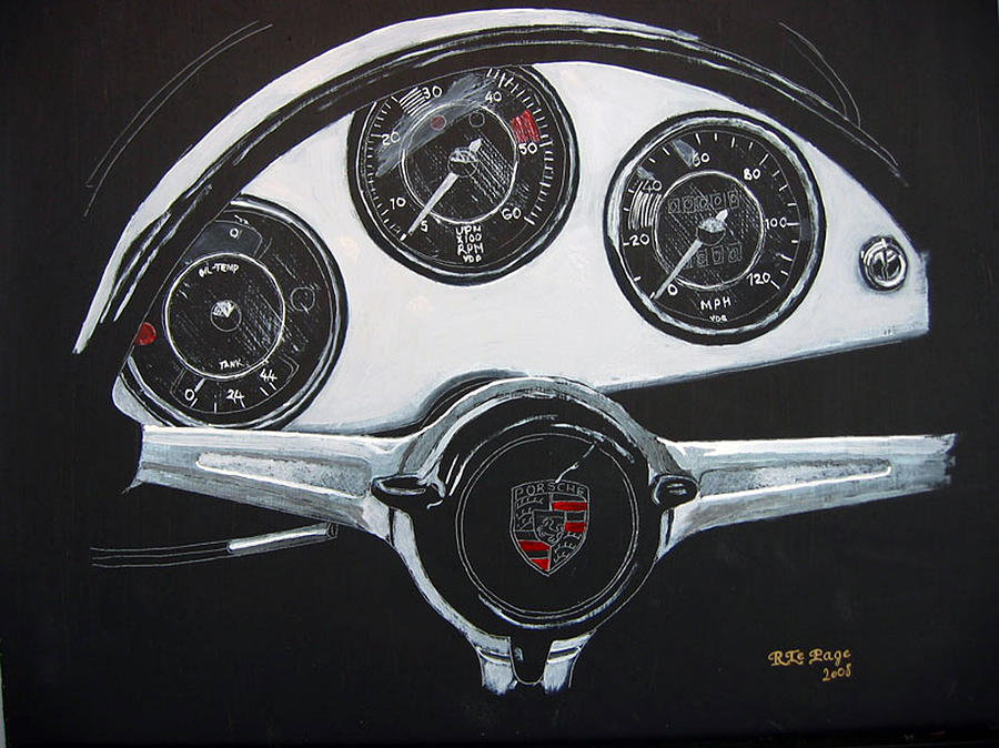 356 Porsche Dash Painting by Richard Le Page