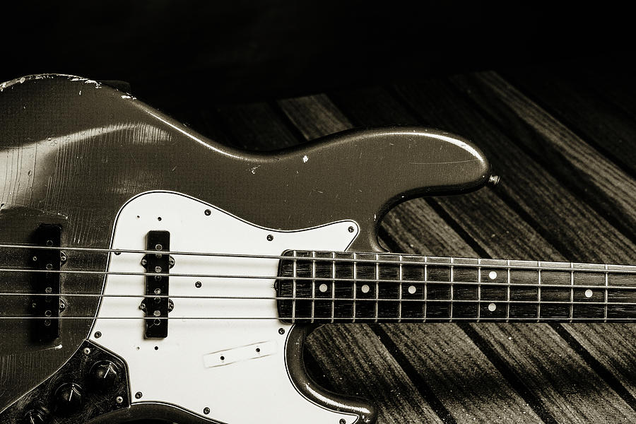 356.1834 Fender Red Jazz Bass Guitar in BW #3561834 Photograph by M K Miller