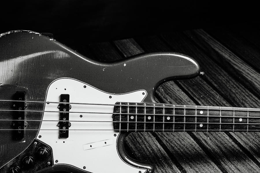 357.1834 Fender Red Jazz Bass Guitar in BW #3571834 Photograph by M K Miller