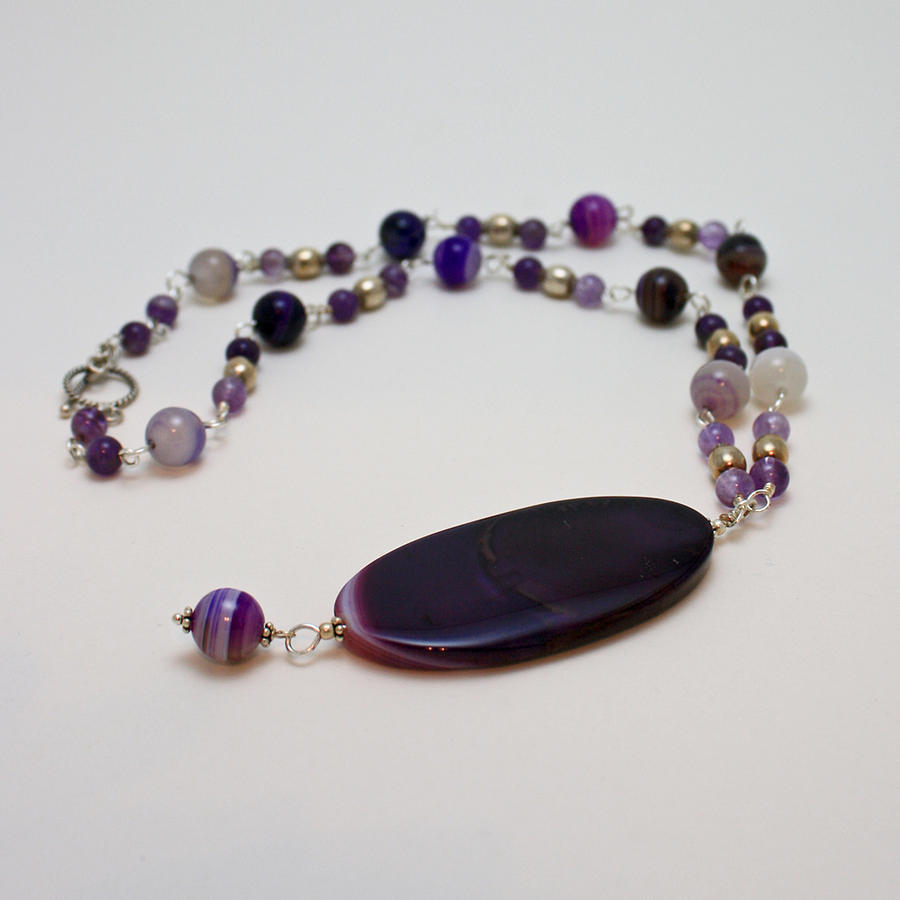 Jewelry Jewelry - 3573 Banded Agate Necklace  by Teresa Mucha