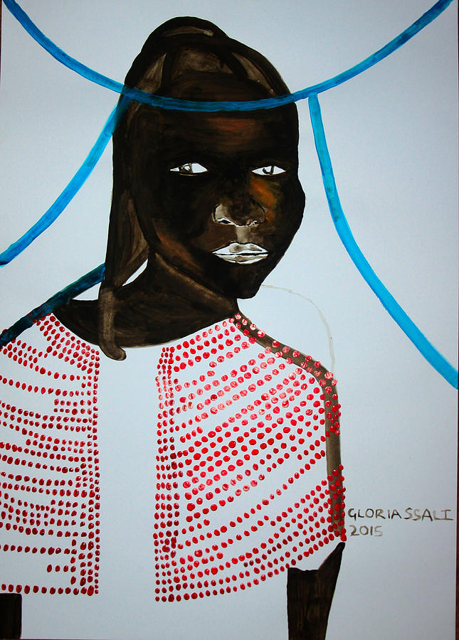 Dinka Bride - South Sudan #36 Painting by Gloria Ssali