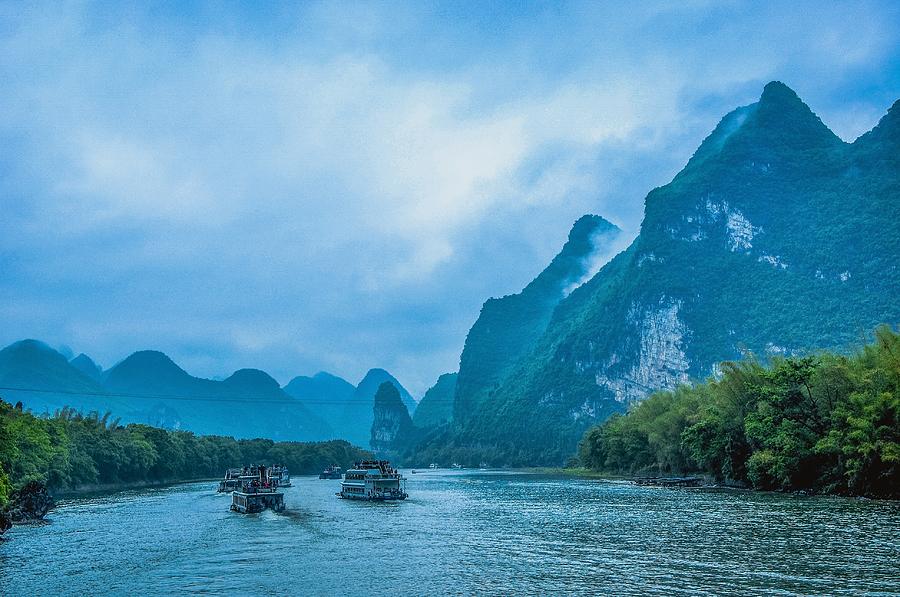 Karst mountains and Lijiang River scenery #36 Photograph by Carl Ning