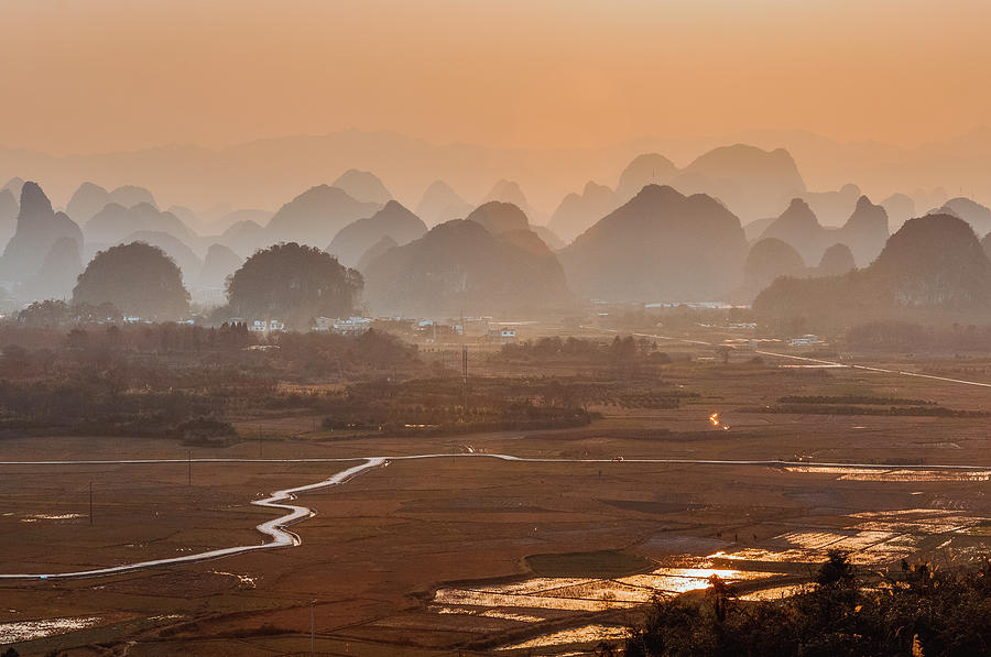 Karst mountains scenery in sunset #36 Photograph by Carl Ning