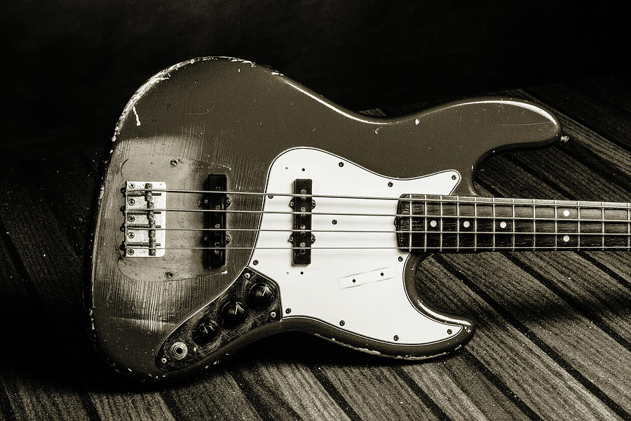 360.1834 Fender Red Jazz Bass Guitar in BW #3601834 Photograph by M K Miller