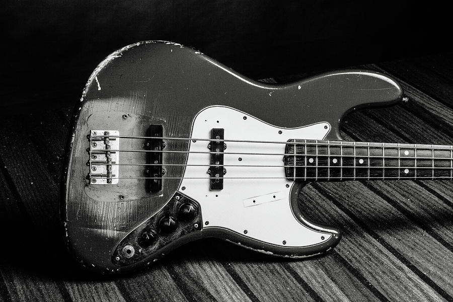 361.1834 Fender Red Jazz Bass Guitar in BW #3611834 Photograph by M K Miller