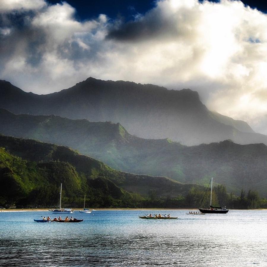 Boat Photograph - Hanalei Bay by Hal Bowles