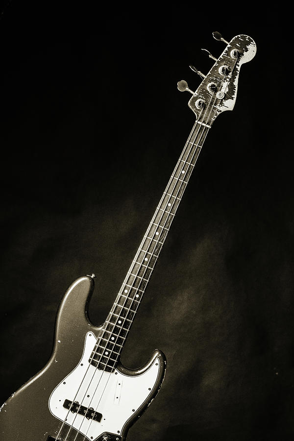 368.1834 Fender Red Jazz Bass Guitar in BW #3681834 Photograph by M K Miller