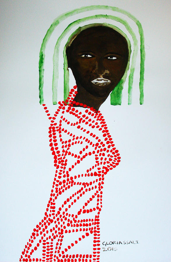 Dinka Bride - South Sudan #37 Painting by Gloria Ssali