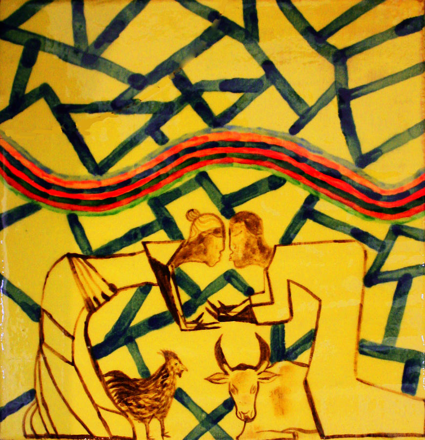 Kintu and Nambi #37 Painting by Gloria Ssali