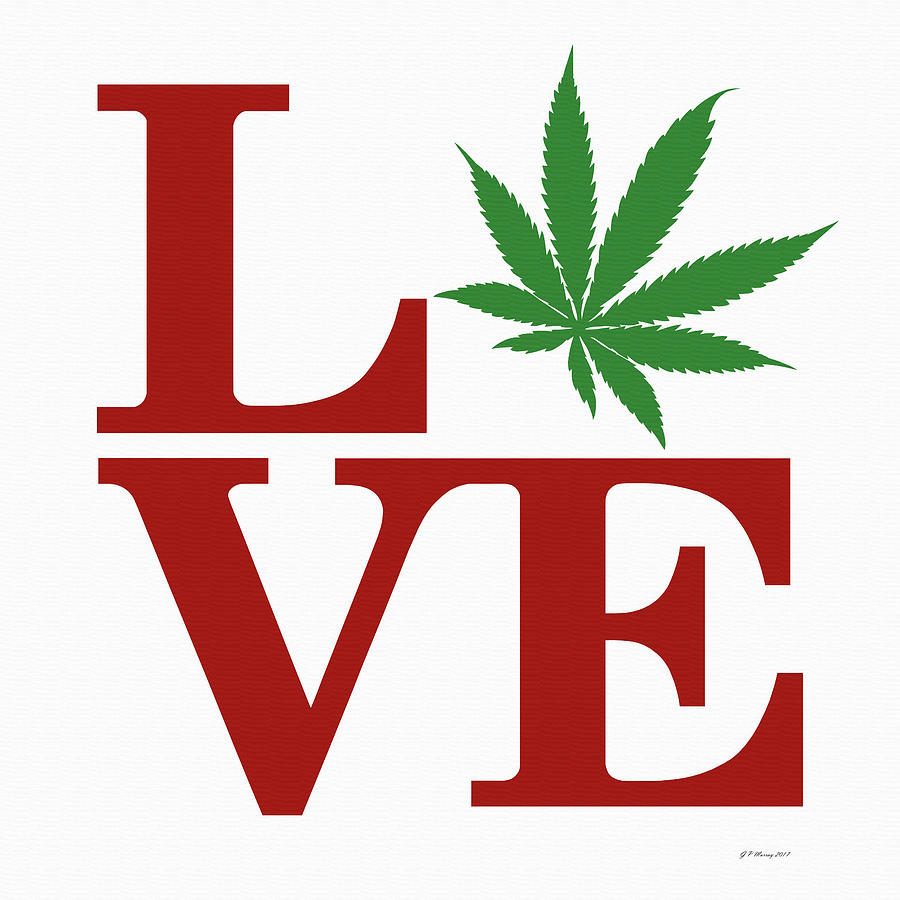 Marijuana Leaf Love Sign #37 Digital Art by Gregory Murray