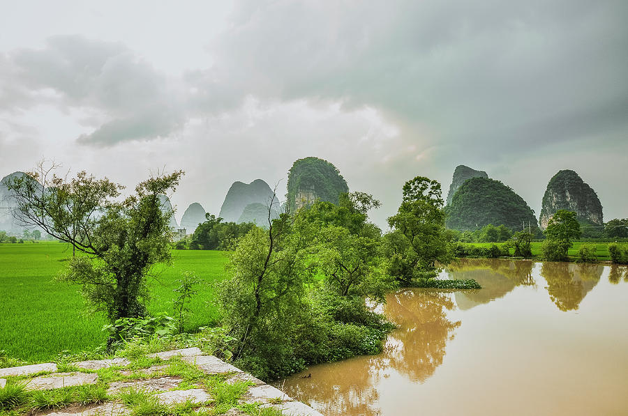 The beautiful karst rural scenery #37 Photograph by Carl Ning