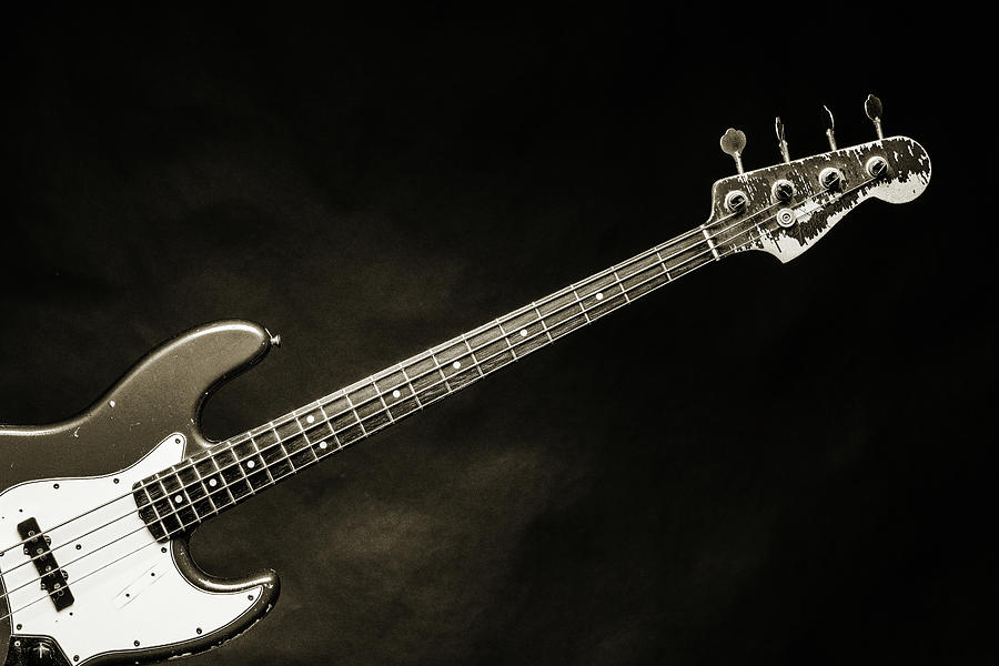 370.1834 Fender Red Jazz Bass Guitar in BW #3701834 Photograph by M K Miller