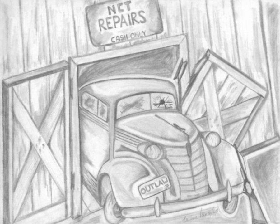 Car Drawing - 38 Chevy by Barbara Cleveland