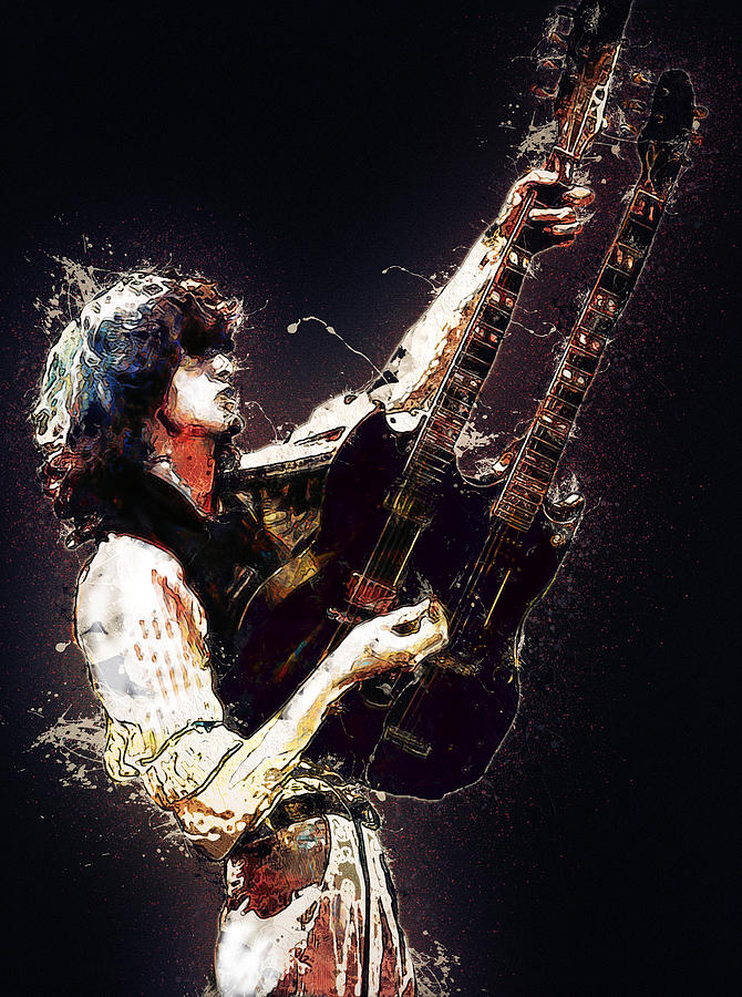 Jimmy Page. Led Zeppelin. Digital Art by Lilia Kosvintseva