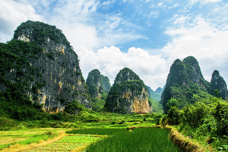 Karst mountains and  rural scenery #38 Photograph by Carl Ning