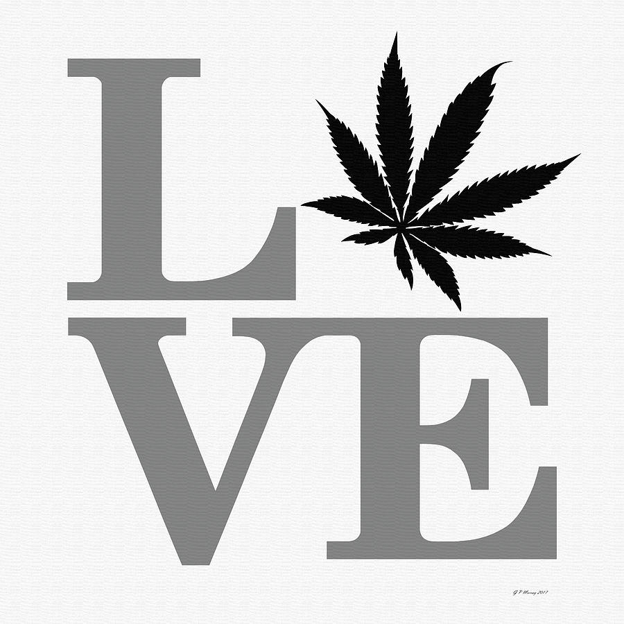 Marijuana Leaf Love Sign #38 Digital Art by Gregory Murray