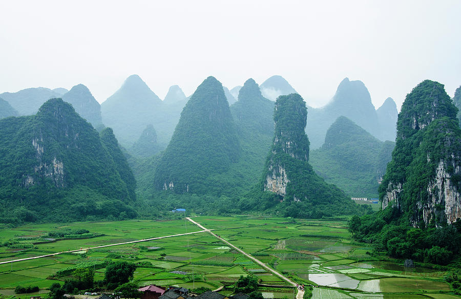 The beautiful karst rural scenery in spring #38 Photograph by Carl Ning