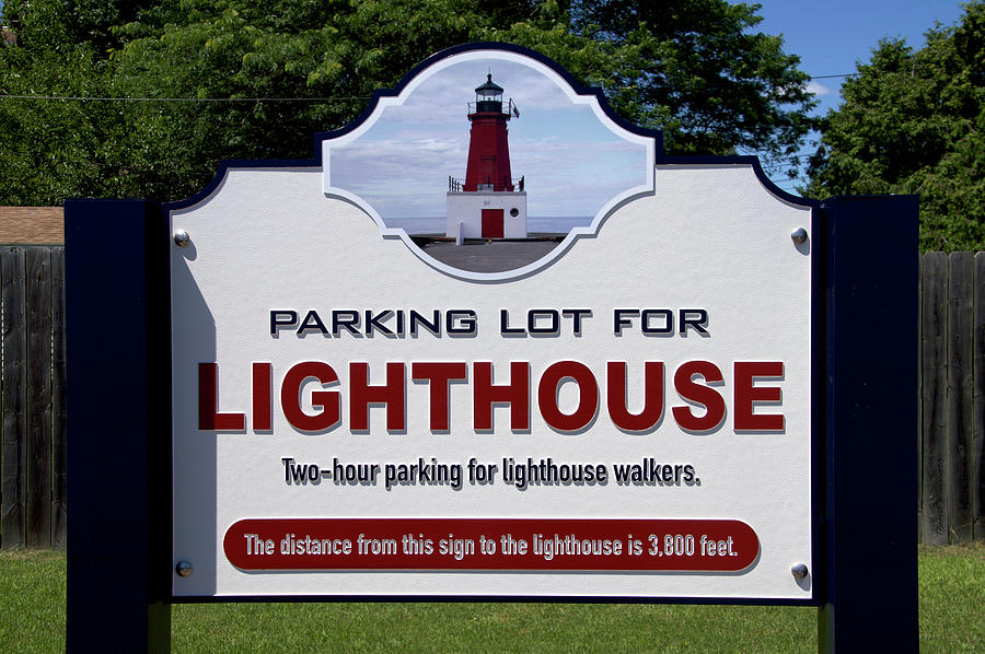 3800 Feet Menominee Pierhead Lighthouse Wisconsin Signage 02 Photograph by Thomas Woolworth