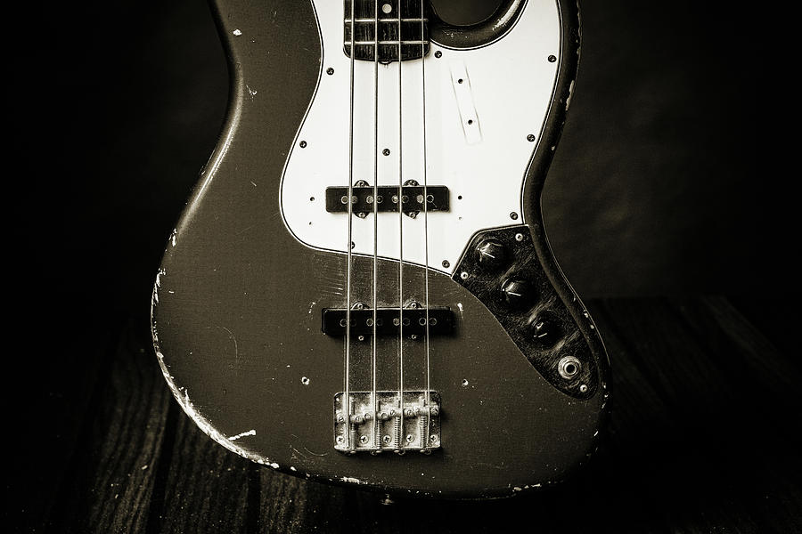 380.1834 Fender Red Jazz Bass Guitar in BW #3801834 Photograph by M K Miller