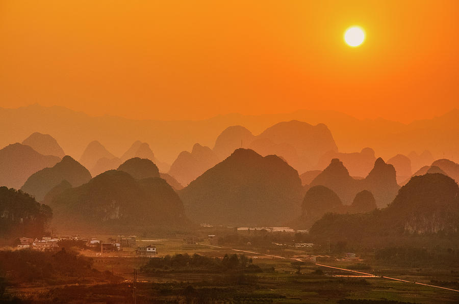 Karst mountains scenery in sunset #39 Photograph by Carl Ning