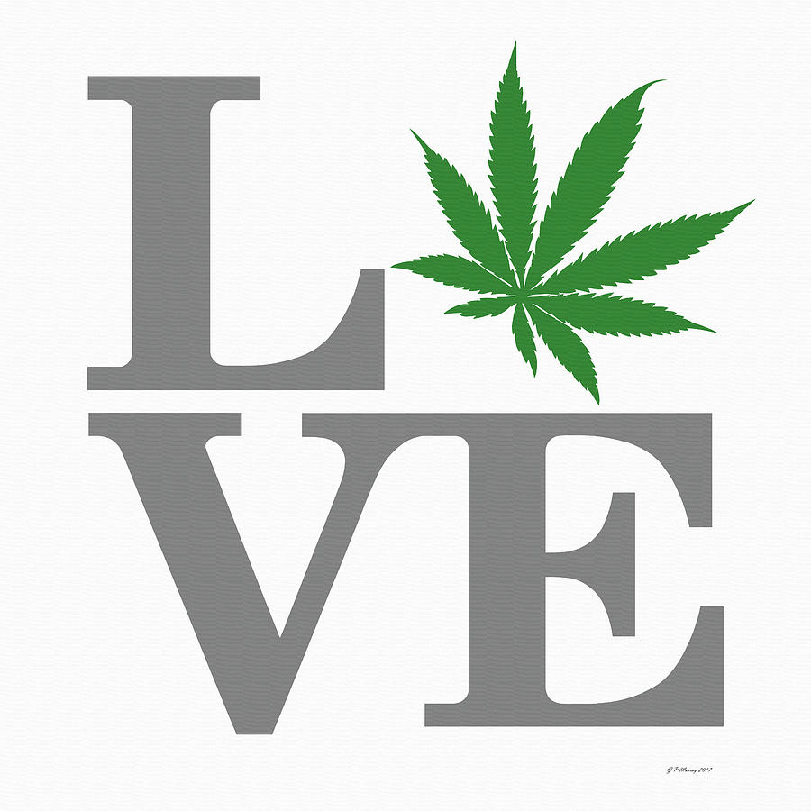 Marijuana Leaf Love Sign #39 Digital Art by Gregory Murray