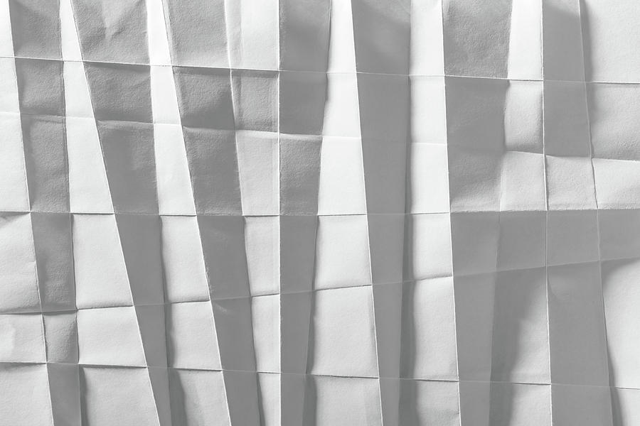 Abstract Photograph - White folded paper #39 by Alain De Maximy