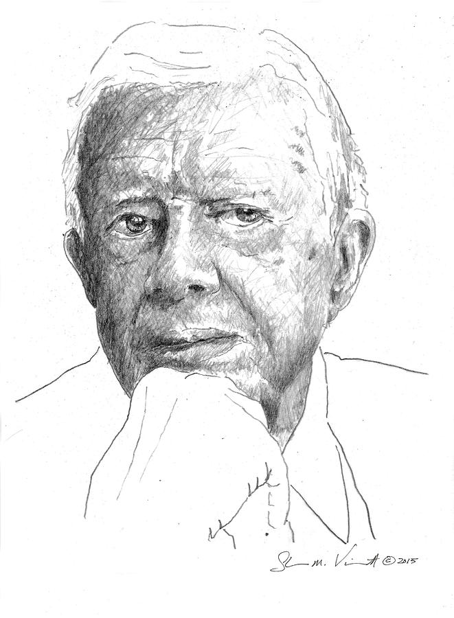 39th President of the United States of America, Jimmy Carter Drawing by