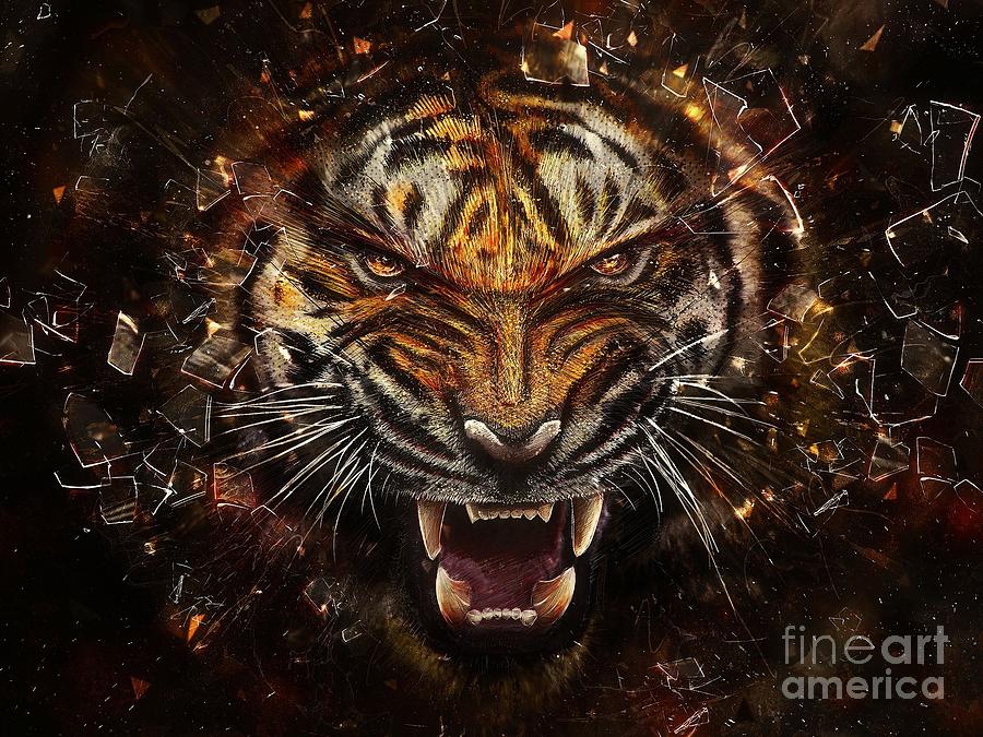 tiger angry art