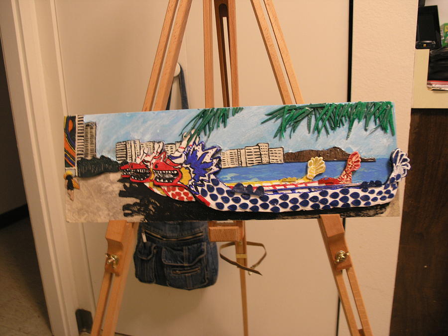 Hawaii Painting - 3D dragon Boats   by Shawn Elston