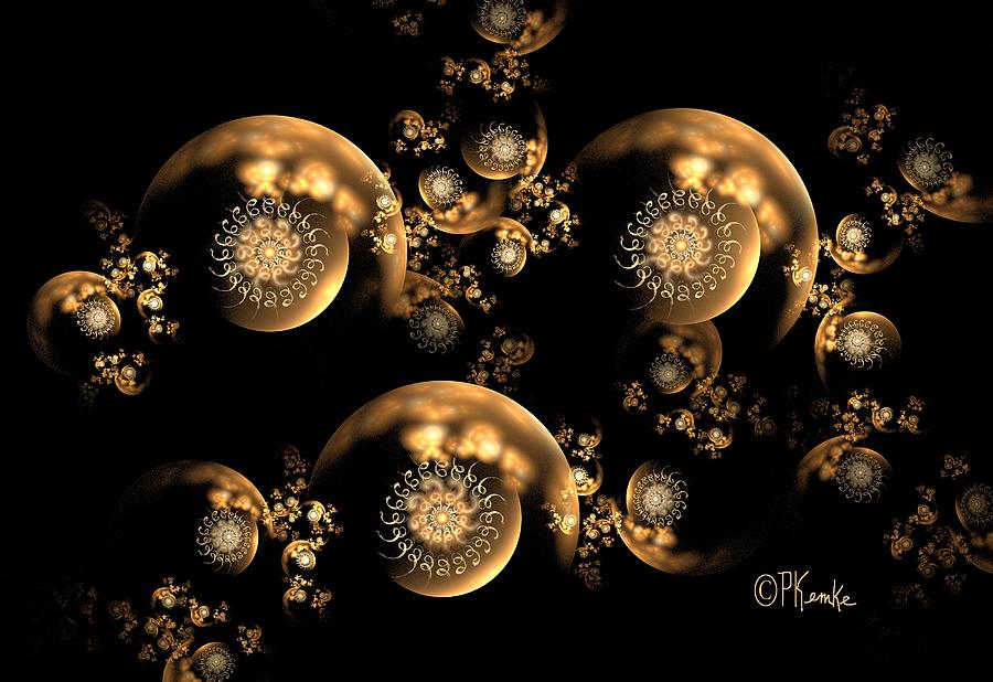 3D Filagree Gold Pearl Chain Digital Art by Patricia Kemke