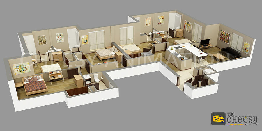 3D Hotel Floor Plan Drawing by Cheesy animation - Fine Art America
