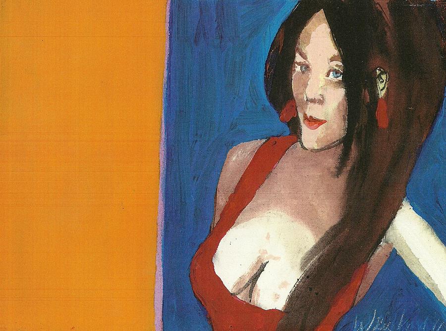 Erotic Painting - 3d Low Cut Red Dress 2 by Harry  Weisburd