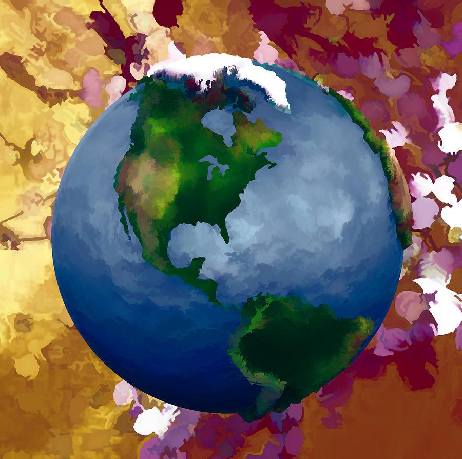3D render of Planet Earth 19 Painting by Jeelan Clark