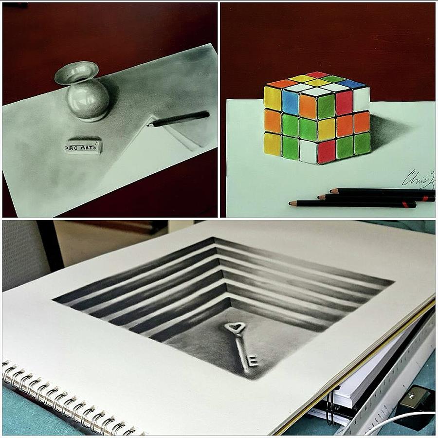 Charcoal Drawing - 3D Sketches by Christopher Kyle