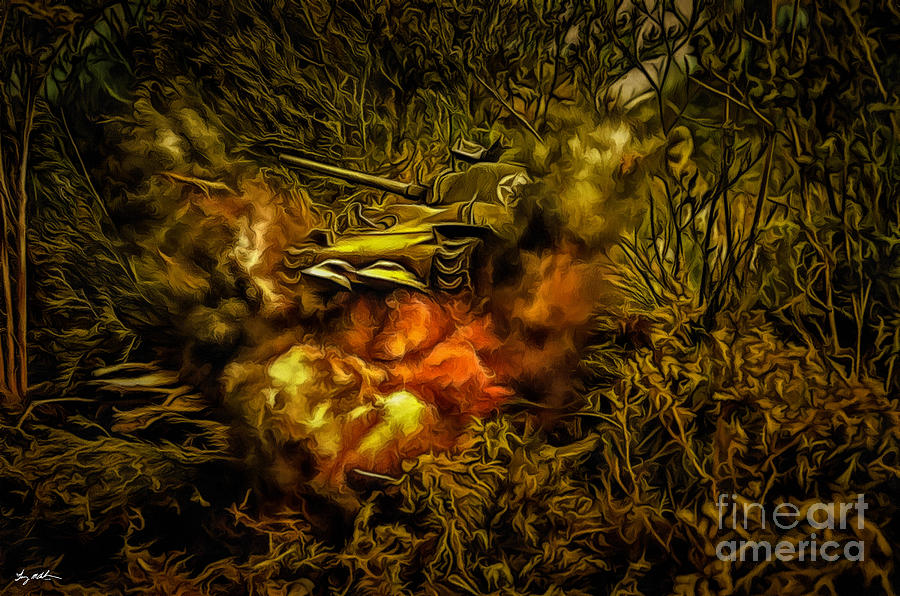 3rd AD Hedgerow Breakout - Oil Digital Art by Tommy Anderson