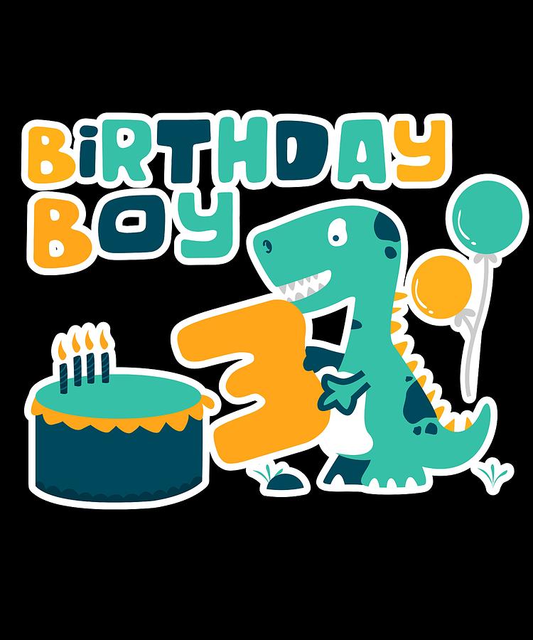 3rd Birthday Boy Dinosaur Party Dinosaur Birthday Digital ...