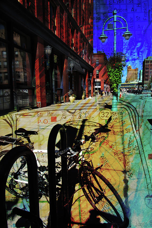 3rd Ward Bicycle Abstract Map Digital Art