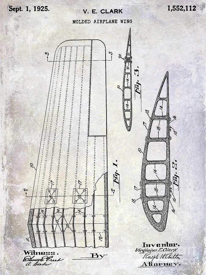 1925 Airplane Wing Patent #4 Photograph by Jon Neidert