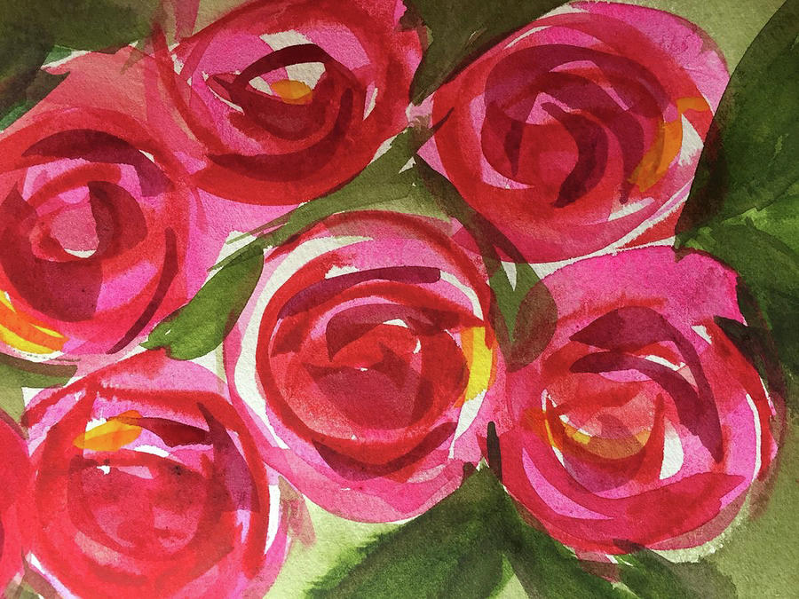Roses Are Red And Pink Painting by Bonny Butler