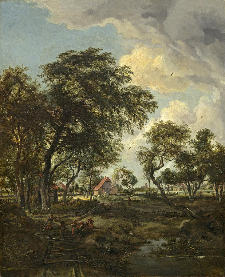 A Farm in the Sunlight #5 Painting by Meindert Hobbema