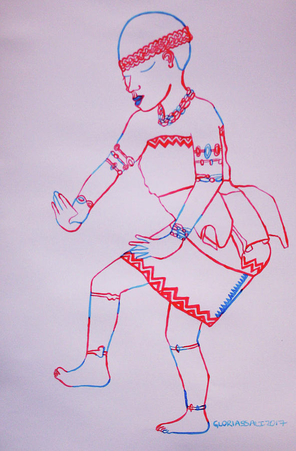 Adowa Dance Ghana #4 Painting by Gloria Ssali