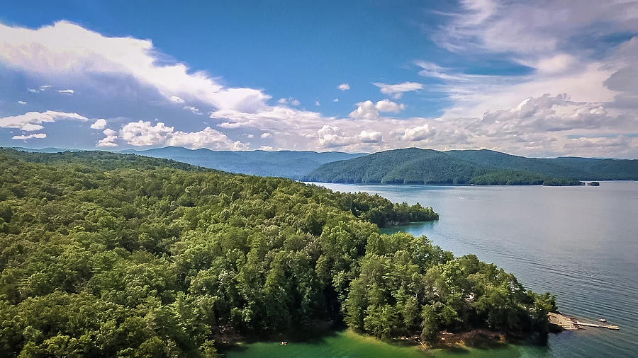 aerial of South Carolina Lake Jocassee Gorges Upstate Mountains #4 Photograph by Alex Grichenko