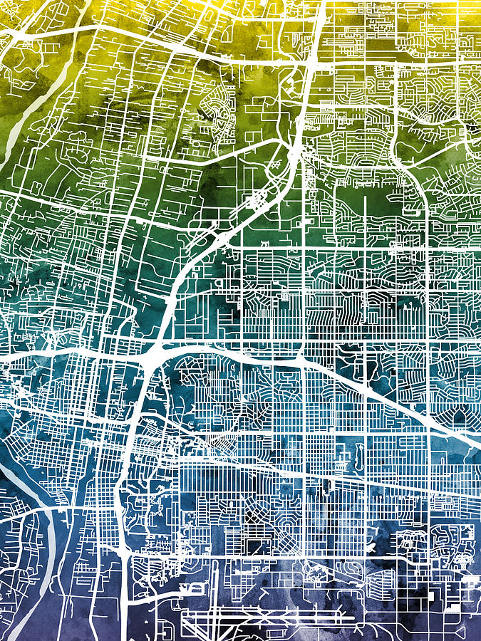 Albuquerque New Mexico City Street Map #4 Digital Art by Michael Tompsett