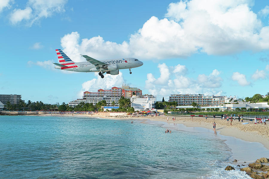 American Airlines at St. Maarten #4 Photograph by David Gleeson