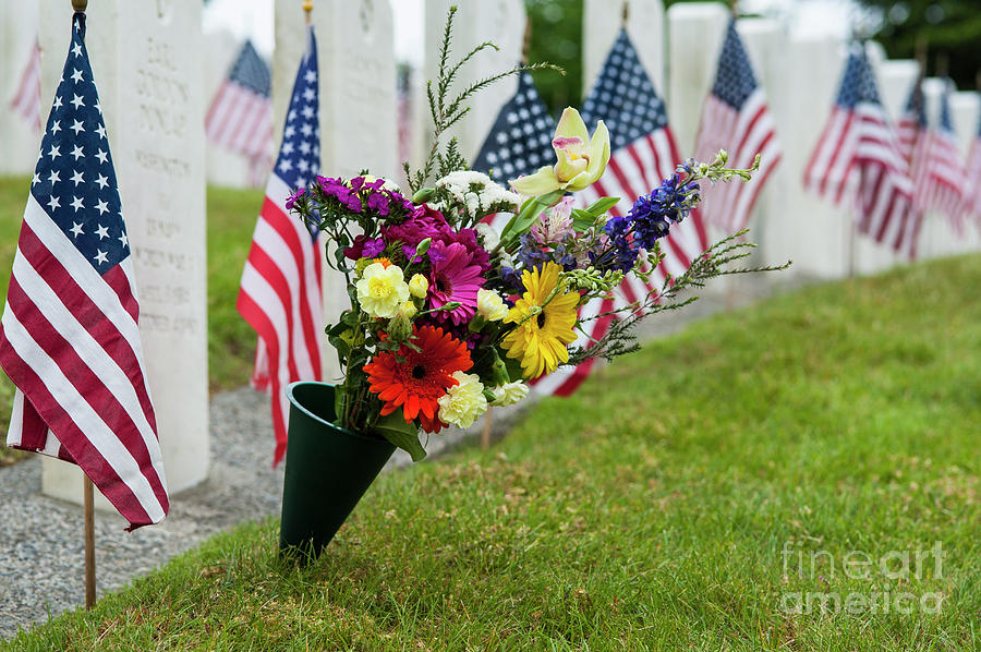 American Flags at Cemetery #4 Photograph by Jim Corwin