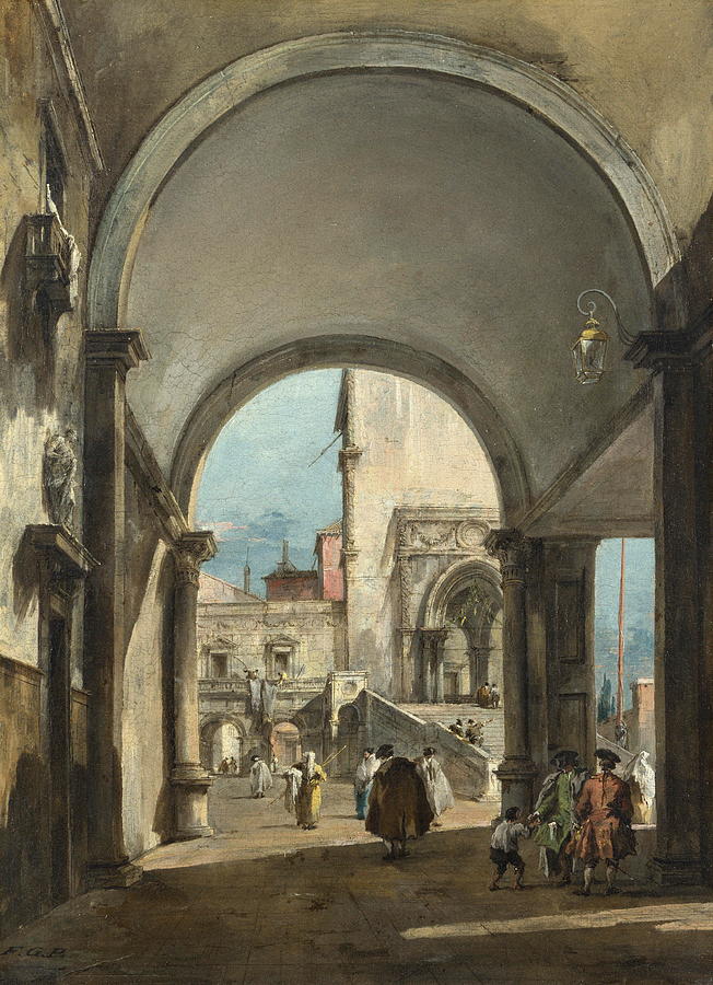 Street Painting - An Architectural Caprice by Francesco Guardi