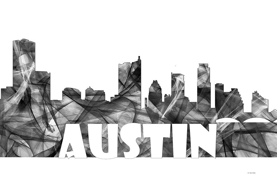Architecture Digital Art - Austin Texas Skyline #4 by Marlene Watson