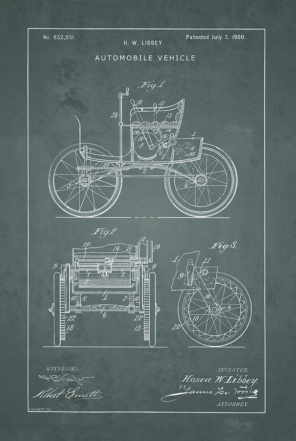 Automobile Patent #4 Drawing by Vintage Pix