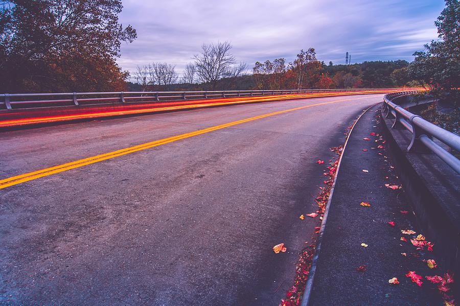 Automobile Traffic Long Exposure At Dusk In Pisgah National Park #4 Photograph by Alex Grichenko
